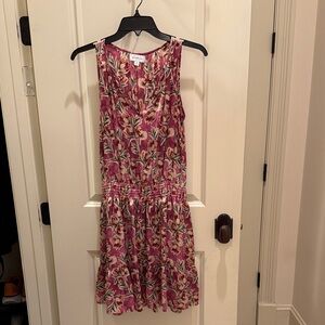 Evereve pink satin floral dress